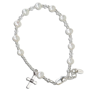 Sterling Silver First Communion Rosary Bracelet