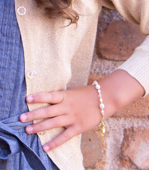 Girls 14K Gold-Plated First Communion Bracelet with Miraculous