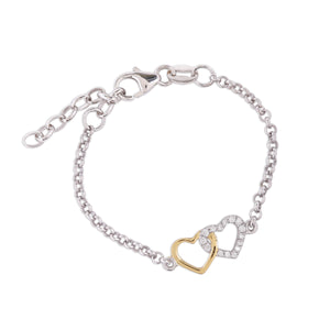 Mom and Me Bracelet Set - Double Hearts Gold-Plated/Sterling Silver