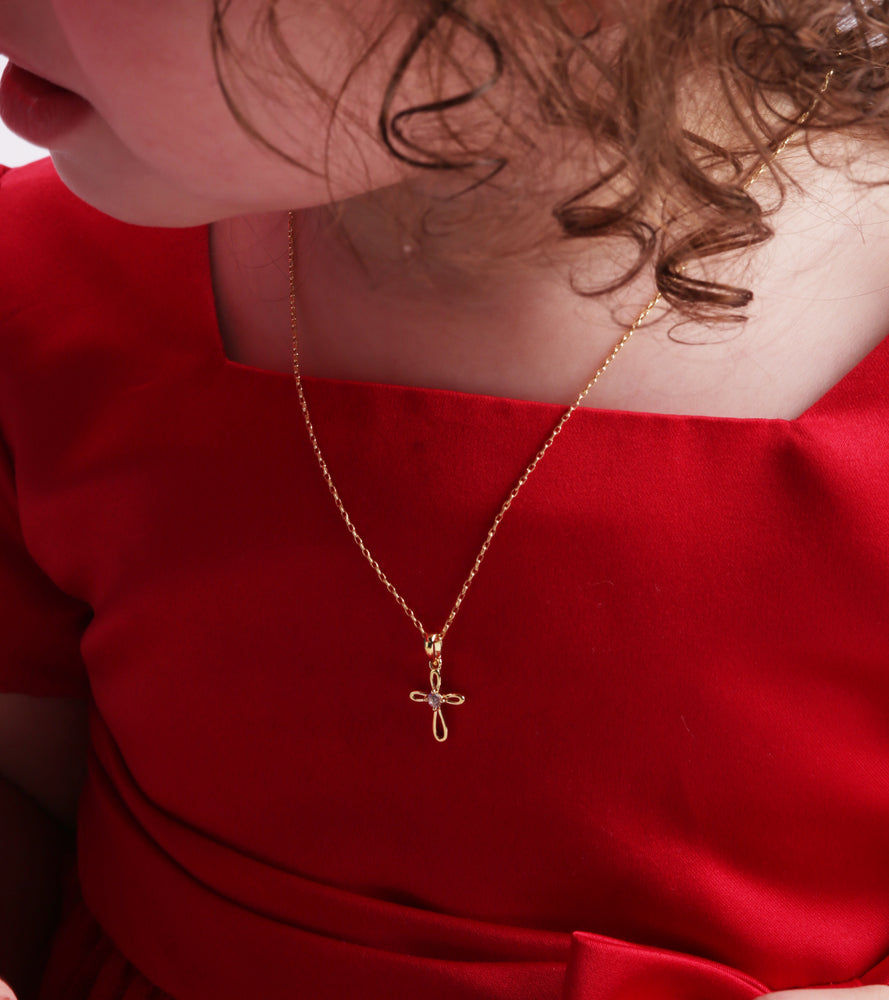 Child's 14K gold cross necklace for toddlers