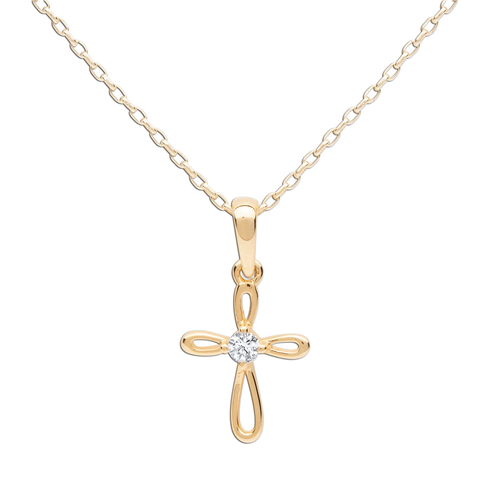 Sparkle Allure Cubic Zirconia 14K Gold Over Brass 16 Inch Link Cross  Pendant Necklace - JCPenney