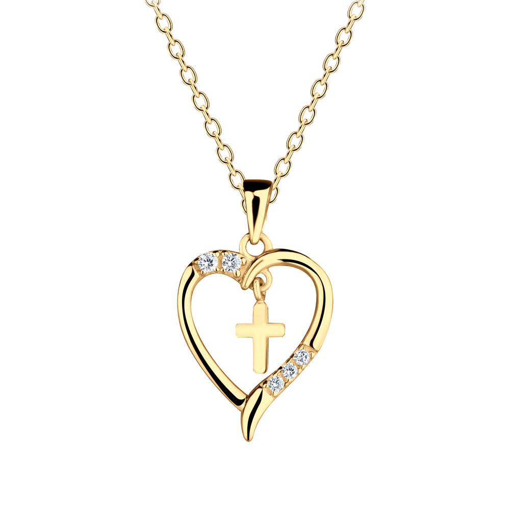 
                
                    Load image into Gallery viewer, Timeless First Communion Cross Heart Necklace Gift for Girls
                
            