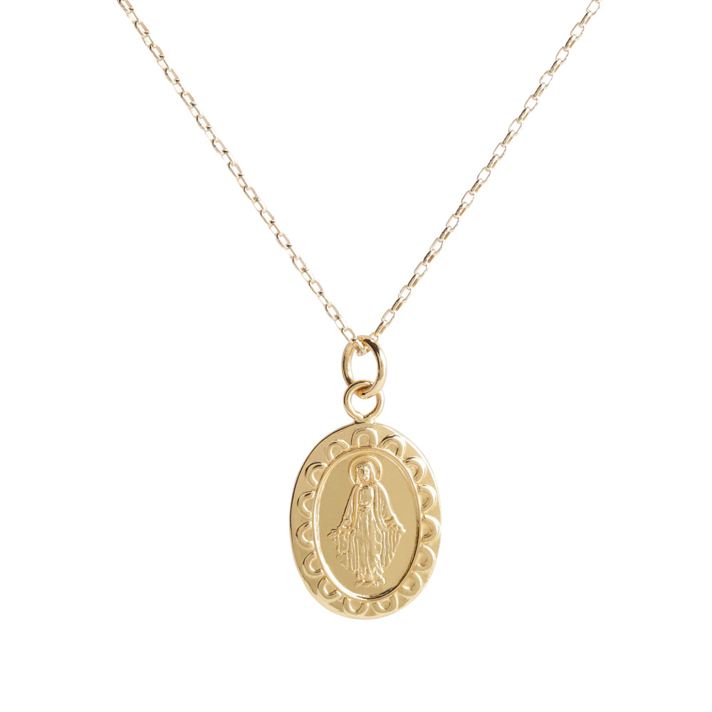 Girls Gold-Plated First Communion Miraculous Medal Necklace