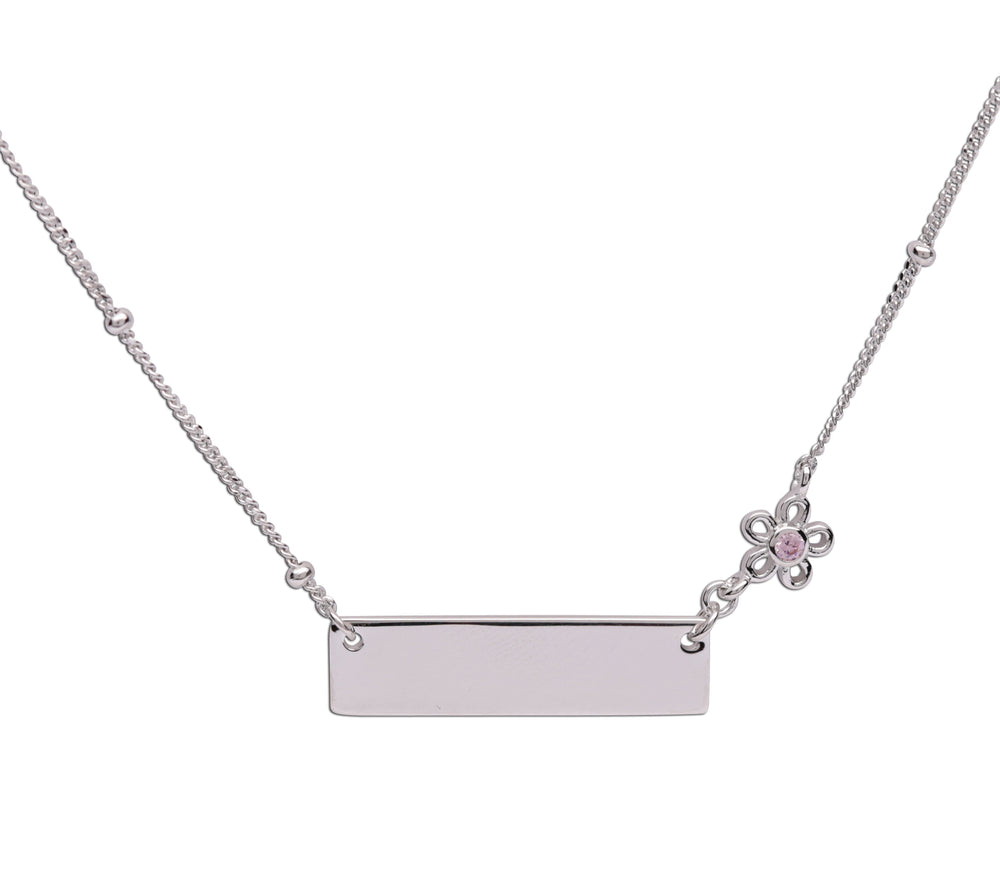 
                
                    Load image into Gallery viewer, Sterling Silver Children&amp;#39;s Bar Necklace with Daisy (BCN-HBar Daisy)
                
            