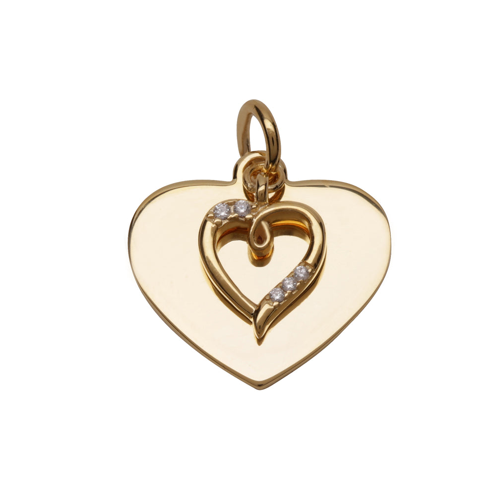 inlay heart charm, 22K satin gold brass, gold, satin gold, heart charm,  heart, heart pendant, heart