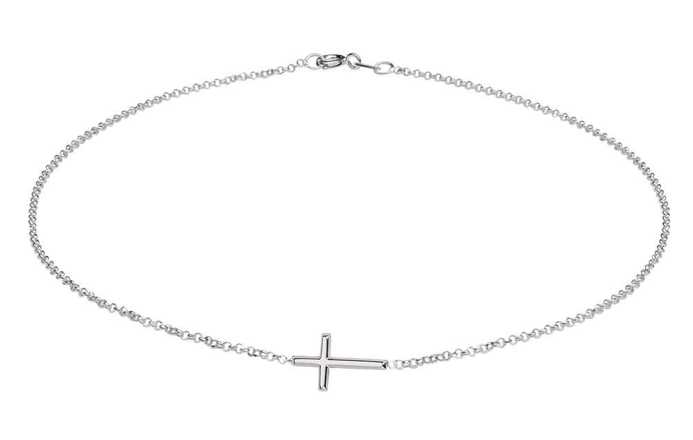 
                
                    Load image into Gallery viewer, Sterling Silver Children&amp;#39;s Horizontal Cross Necklace for Girls
                
            