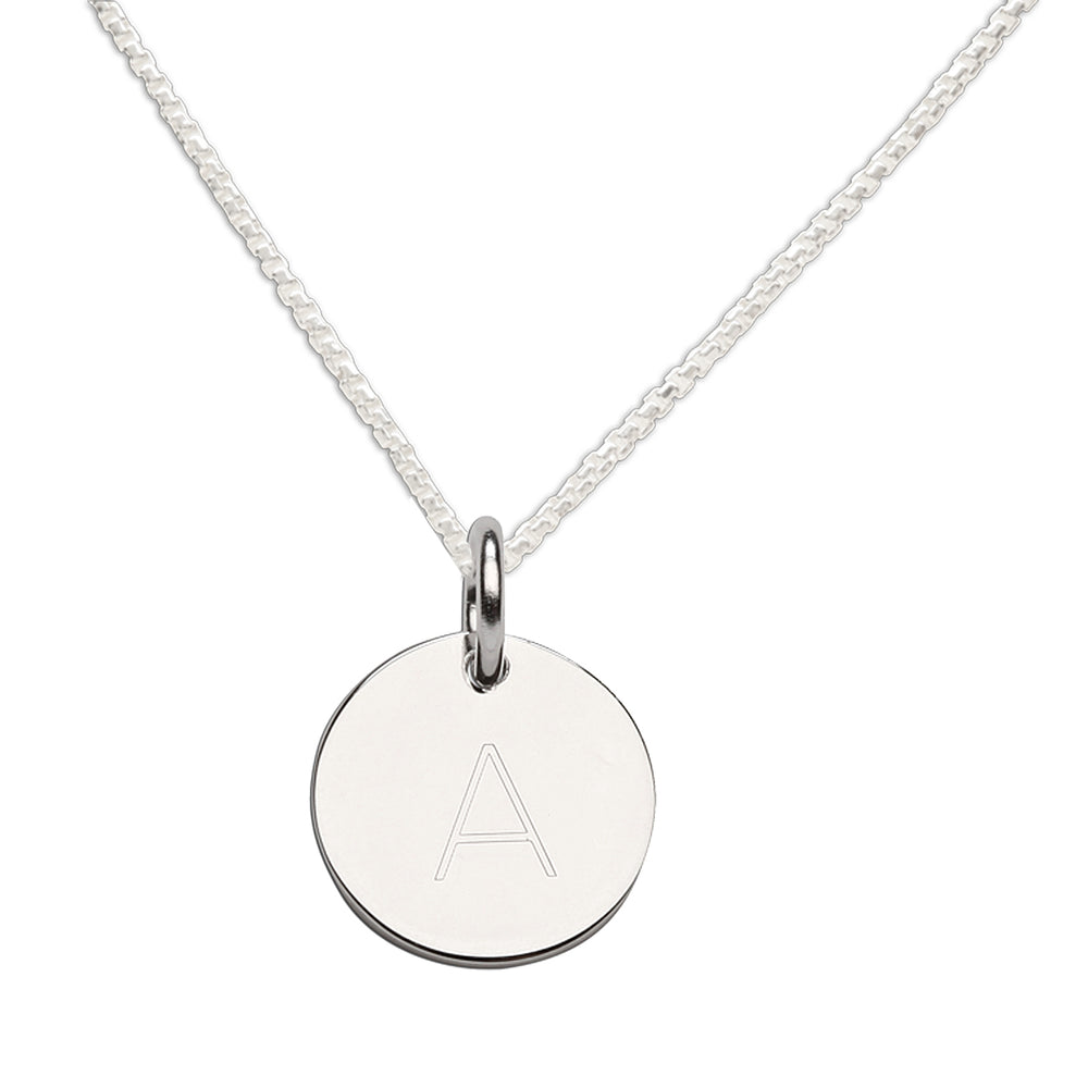 
                
                    Load image into Gallery viewer, Sterling Silver Initial Disc Necklace
                
            