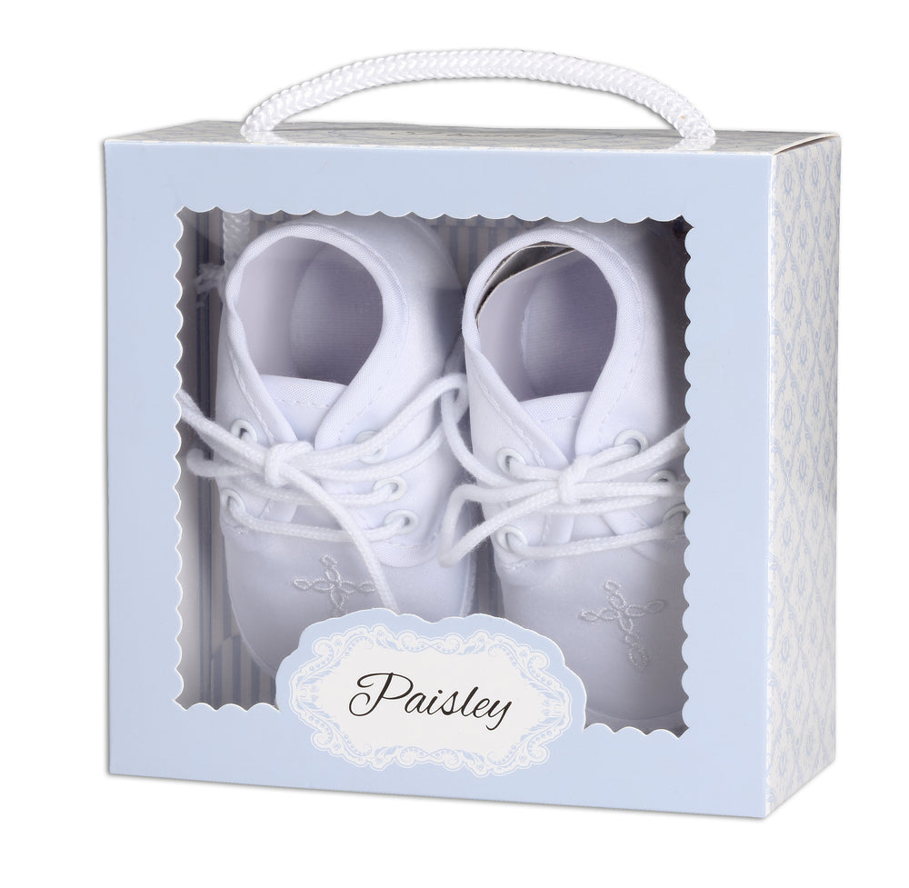 White Boys Baptism Shoe with Cross