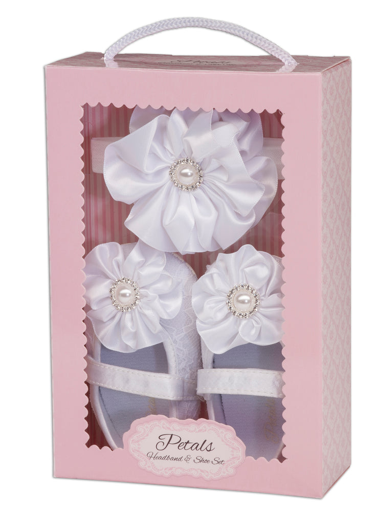 
                
                    Load image into Gallery viewer, White Baptism Shoe and Headband Set
                
            