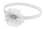 White Baptism Headband with Flower