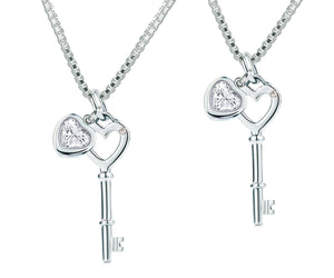 
                
                    Load image into Gallery viewer, Mom and Me &amp;quot;Key to Your Heart&amp;quot; Necklace 2-Piece Set
                
            
