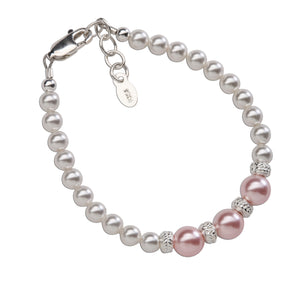 Children's pink and white pearl bracelet