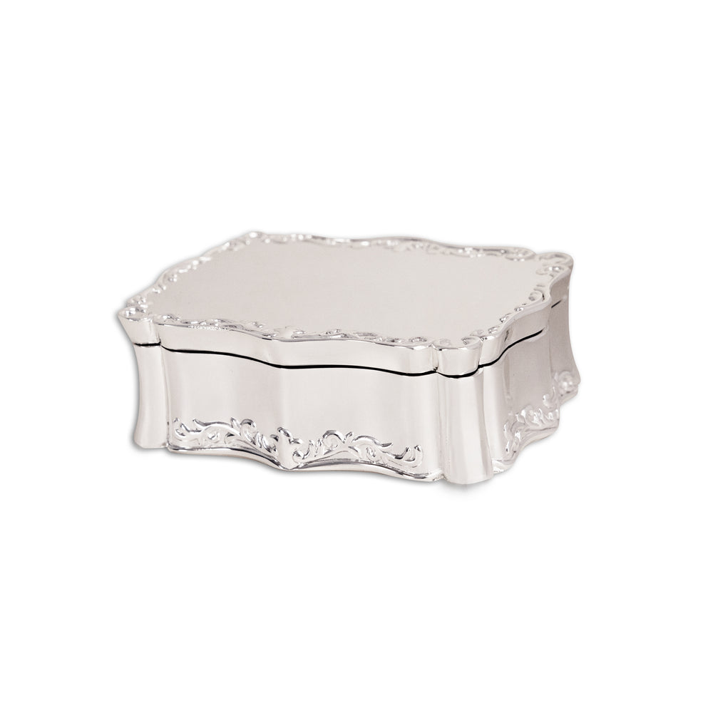 Custom Silver Rectangle Jewelry Box with Engraving