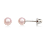 Sterling Silver Child's Pink Freshwater Pearl Screw Back Earrings