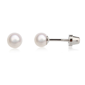 
                
                    Load image into Gallery viewer, Sterling Silver Child&amp;#39;s White Freshwater Pearl Earrings
                
            