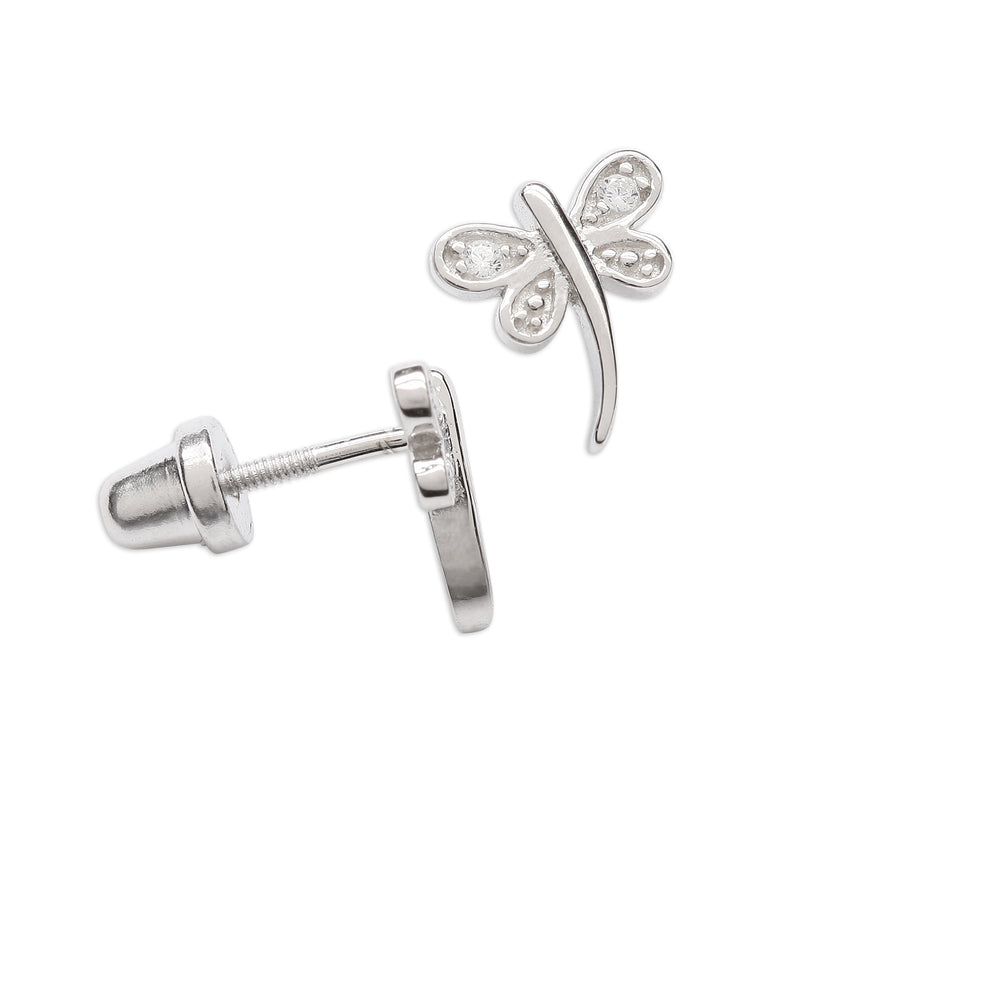 
                
                    Load image into Gallery viewer, Sterling Silver Kid&amp;#39;s Dragonfly Earrings
                
            