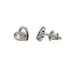Sterling Silver Kid's Heart Earrings with Clear CZs and Screw Backs