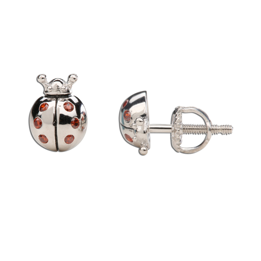 
                
                    Load image into Gallery viewer, Sterling Silver Kid&amp;#39;s Ladybug Earrings
                
            