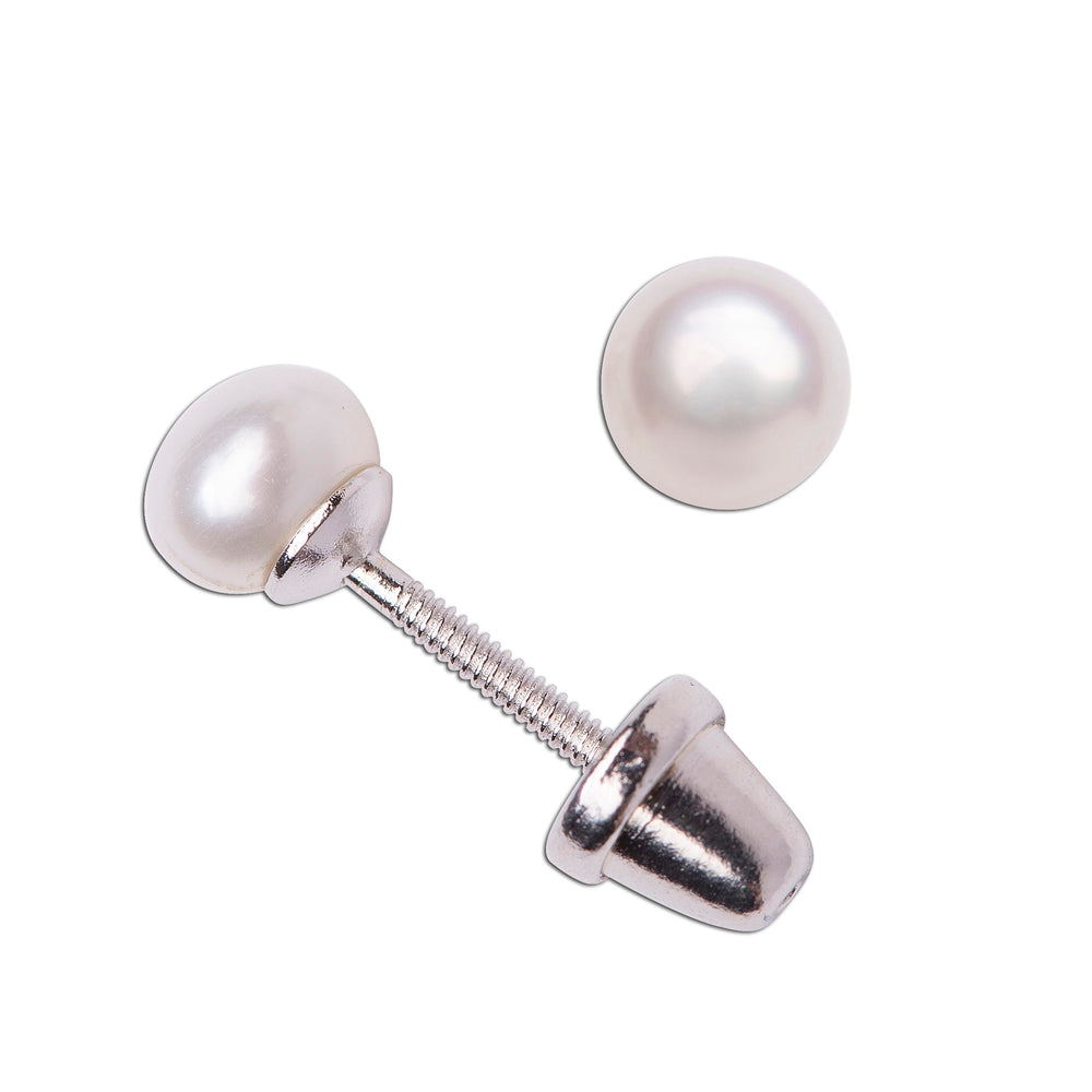 
                
                    Load image into Gallery viewer, Sterling Silver Baptism Pearl Earrings
                
            