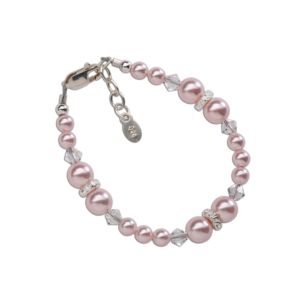 
                
                    Load image into Gallery viewer, Sterling Silver Pink Pearl Bracelet for Little Girls
                
            