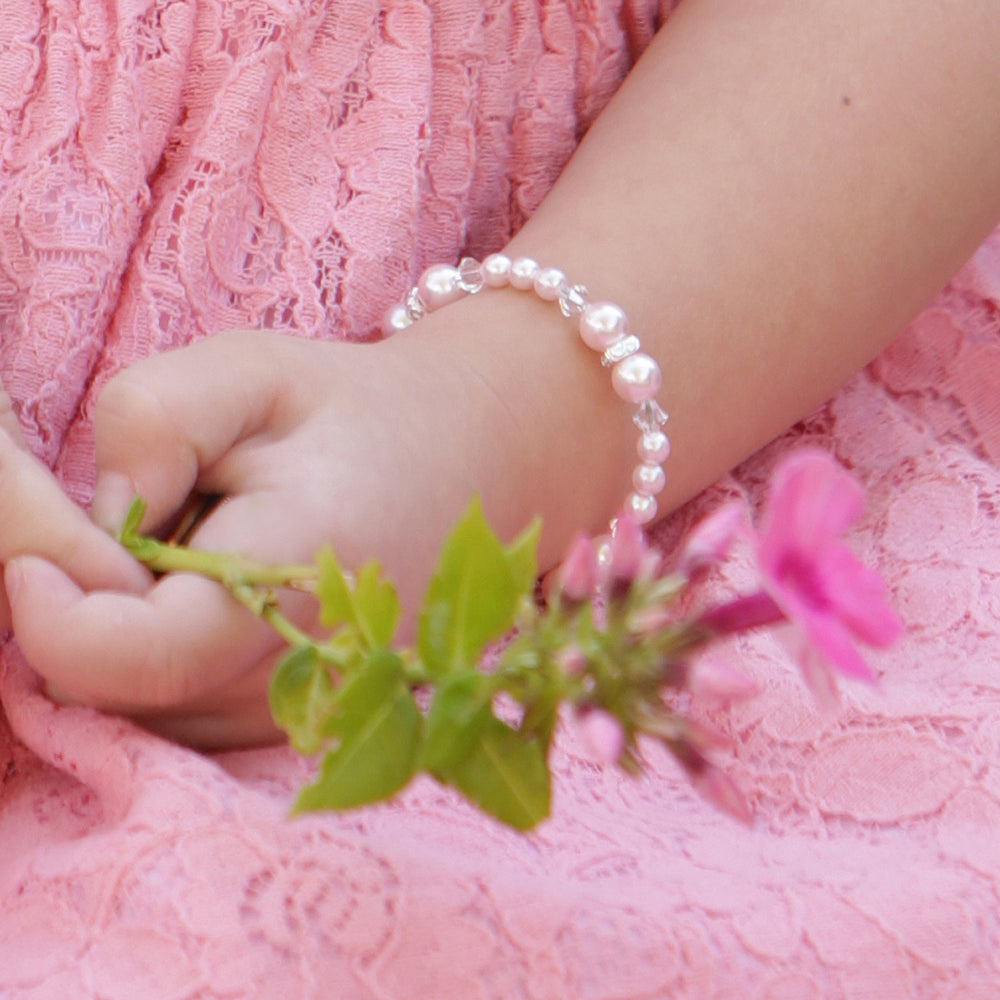 Pink Flower Girl Bracelet