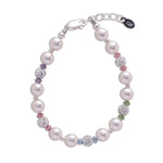 Sage - Sterling Silver Pearl and Multi Color Stardust Bracelet