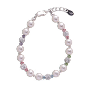 
                
                    Load image into Gallery viewer, Sage - Sterling Silver Pearl and Multi Color Stardust Bracelet
                
            