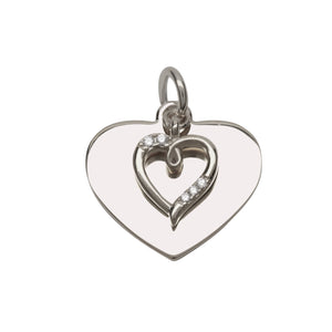 Custom Engraved Heart Charms Silver Heart