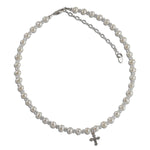 Sterling Silver Pearl Cross Necklace for Little Girls for First Communion Baptism