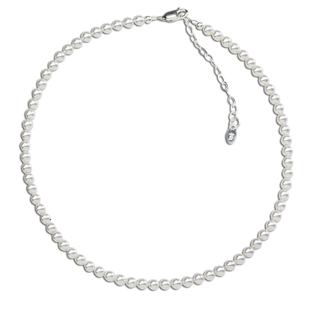 Her First Strand of Pearls Sterling Silver Simulated Pearl Necklace for Little Girls and Baby