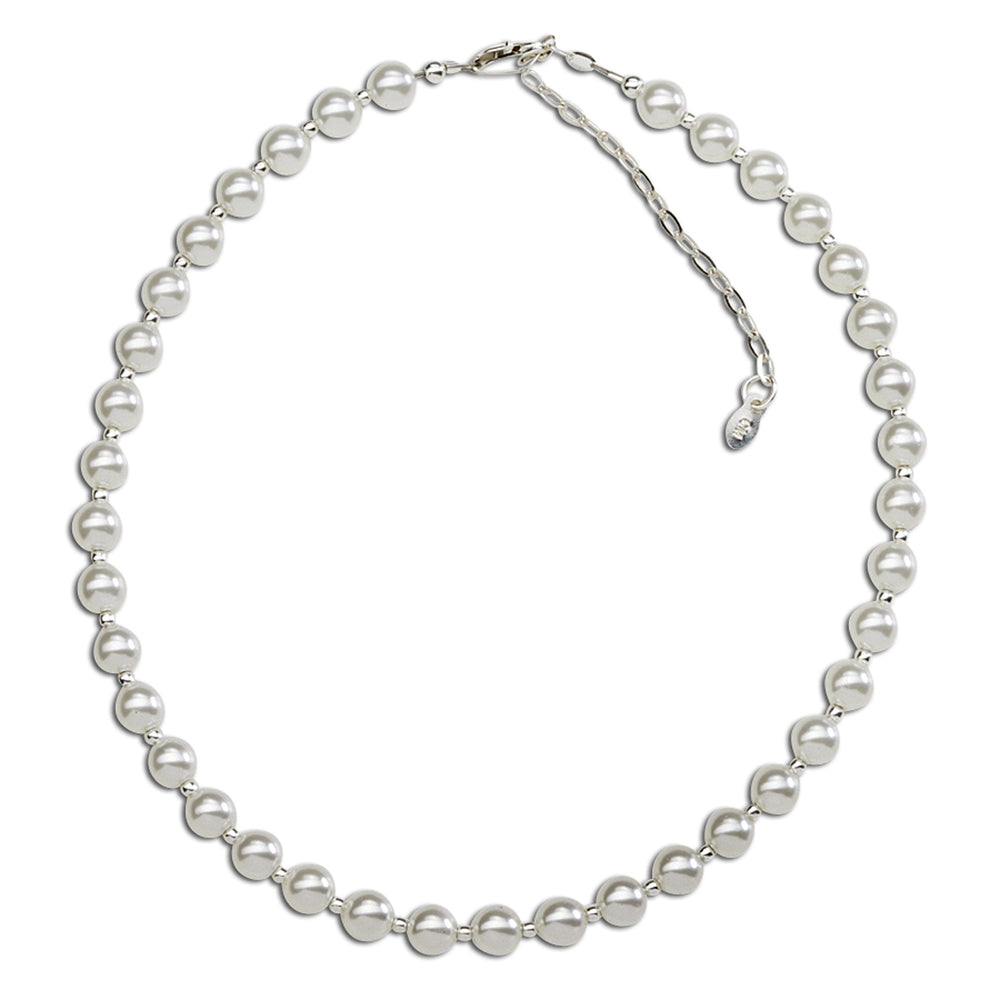 Sterling Silver White Chunky Pearl Necklace for Girls