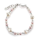 Sterling Silver Heart Bracelet Gift for New Baby, Kids or Little Girls