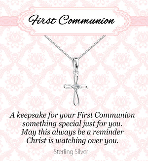 Timeless Sterling Silver Infinity Cross Necklace First Communion Gift for Girls
