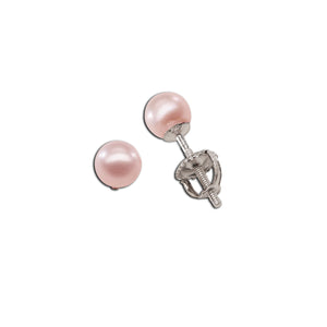 
                
                    Load image into Gallery viewer, Sterling Silver Kids Freshwater Pearl Earrings-Pink
                
            