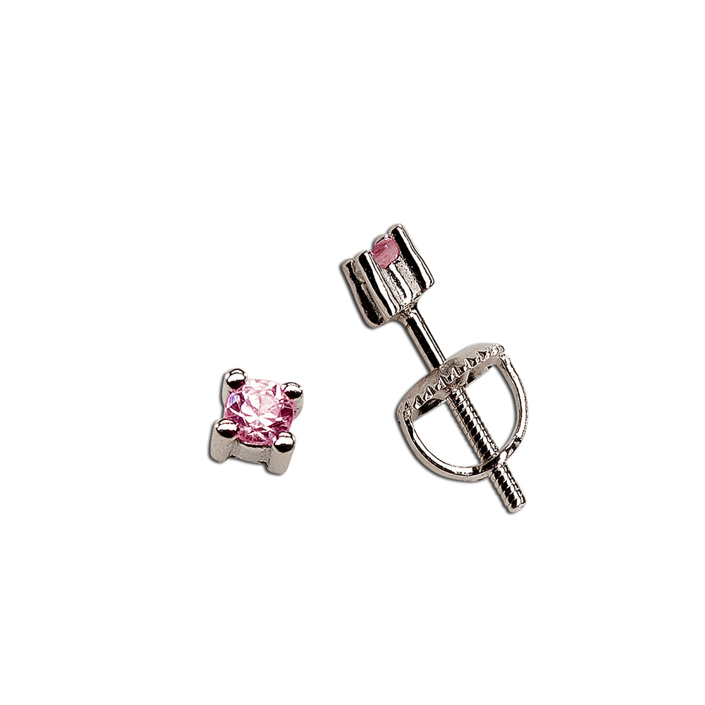 Sterling Silver Pink Sapphire Earrings for Baby and Kids