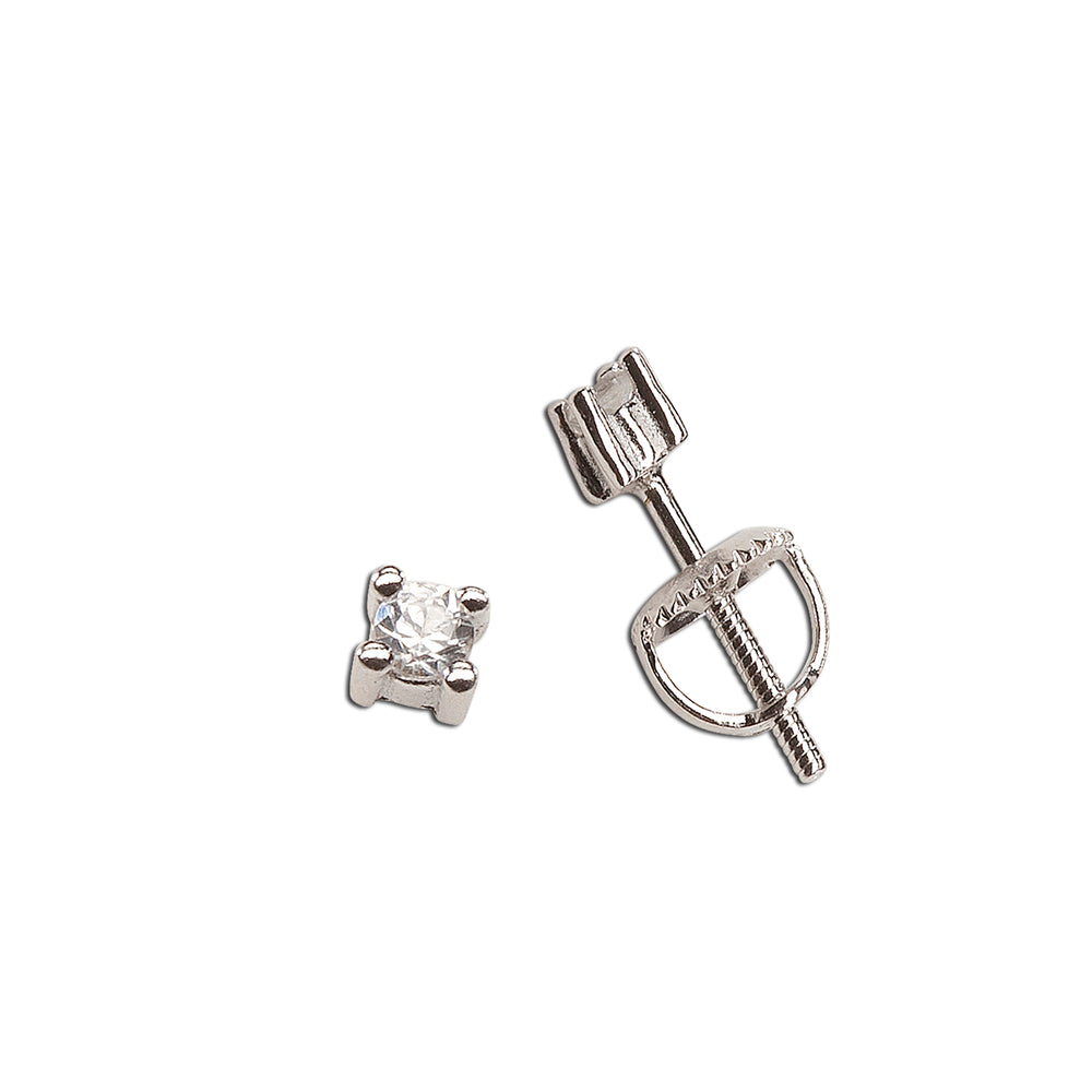 Sterling Silver Genuine White Sapphire Earrings for Baby and Kids