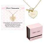 Timeless 14K Gold-Plated Personalized Cross Necklace for First Communion Gift for Girls