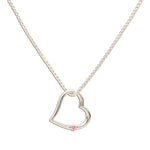 Sterling Silver Girl's Open Heart Pink Sapphire Necklace for Kids
