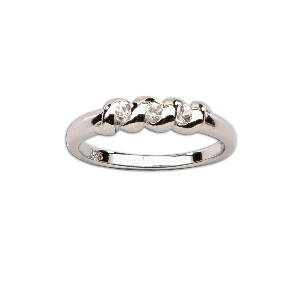 Timeless Sterling Silver Baby Ring with GenuineWhite Sapphires