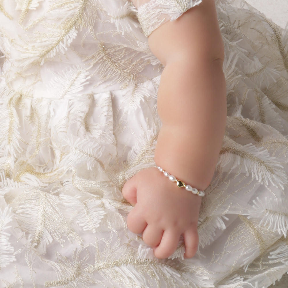 Willow - 14K Gold Plated Pearl Heart Bracelet for Babies or Kids