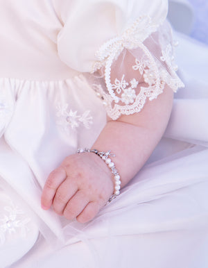 Baby wearing Baptism to Bride Sterling Silver Baptism Bracelet