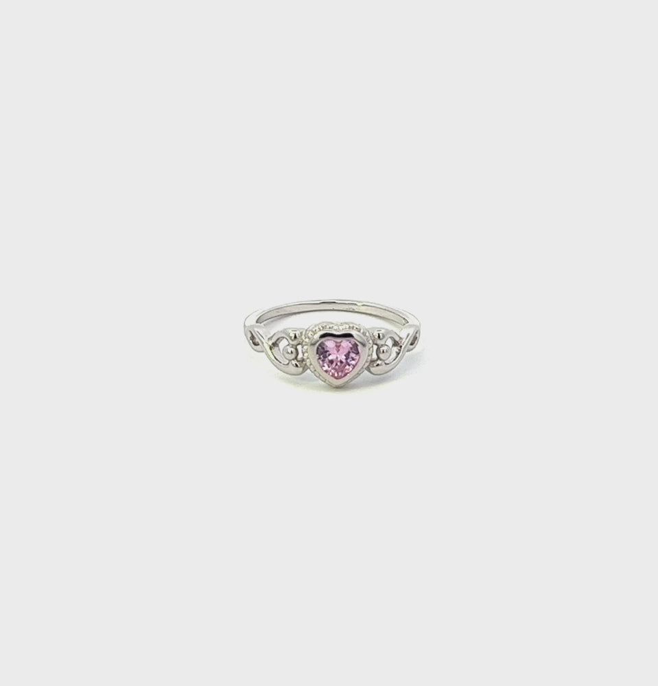 
                
                    Load and play video in Gallery viewer, Sterling Silver Heart Birthstone Baby Ring for Kids
                
            